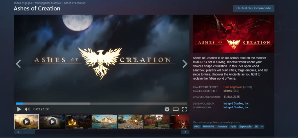 Ashes of Creation entra em colapso e tem demissões em massa