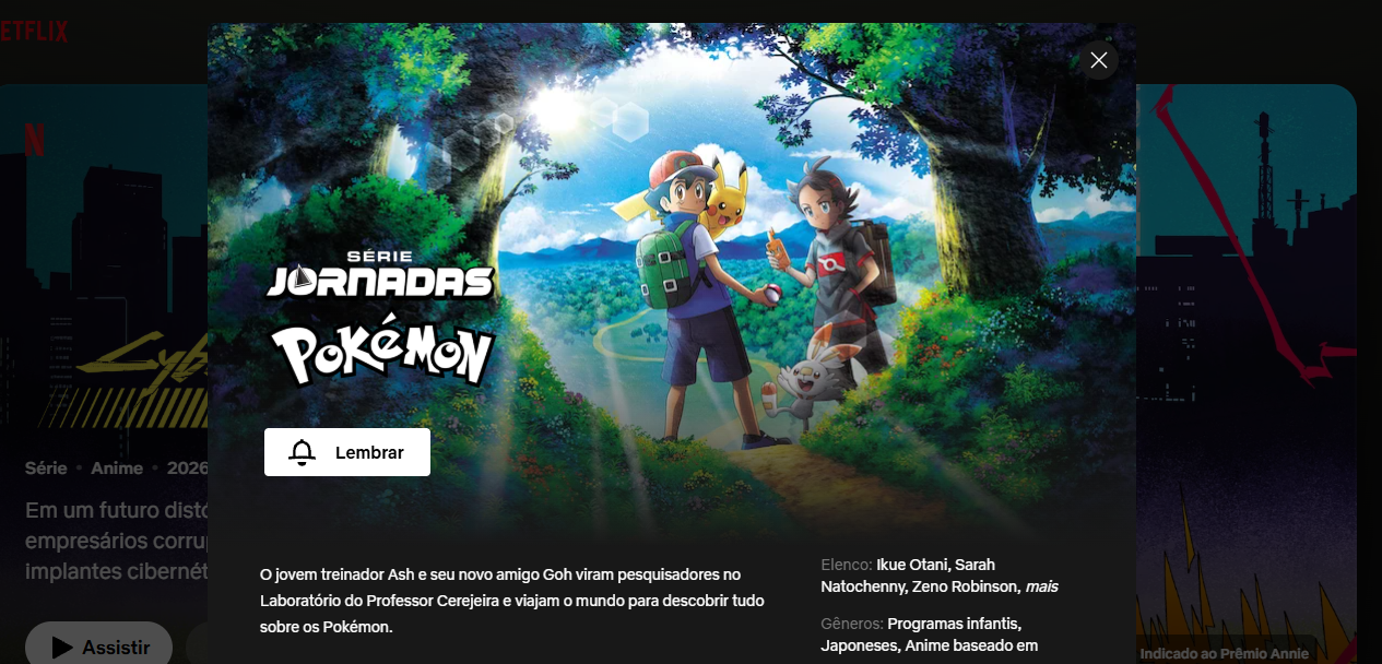 Animê segue listado na Netflix, mas com botão de lembrar
